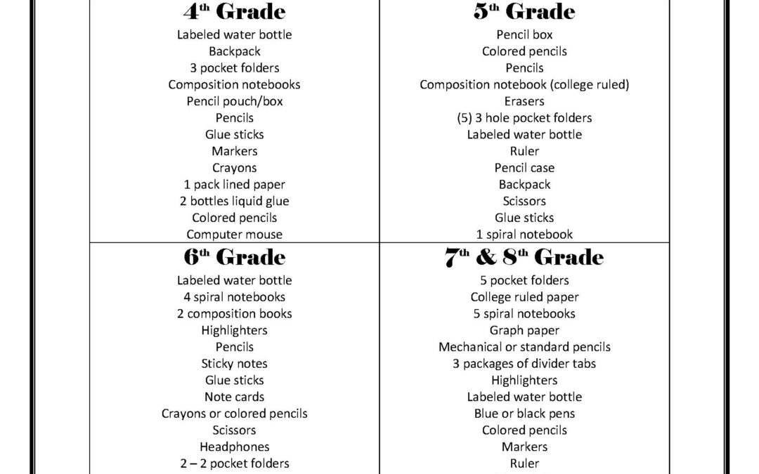 22-23 School Supply Lists